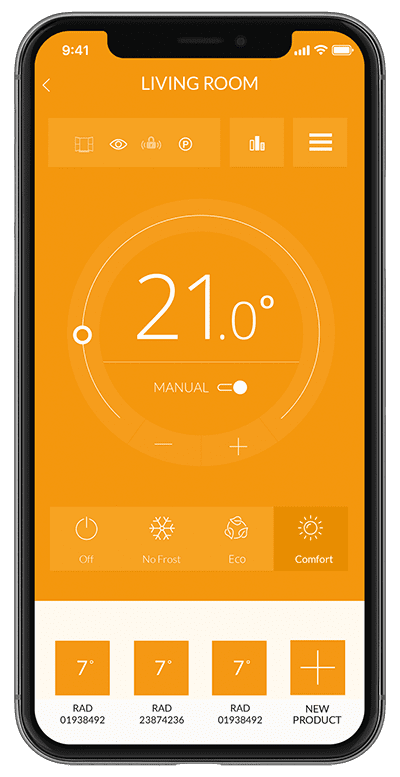 App screen showing temperature control