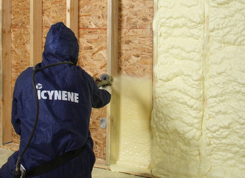 Icynene spray foam in a loft